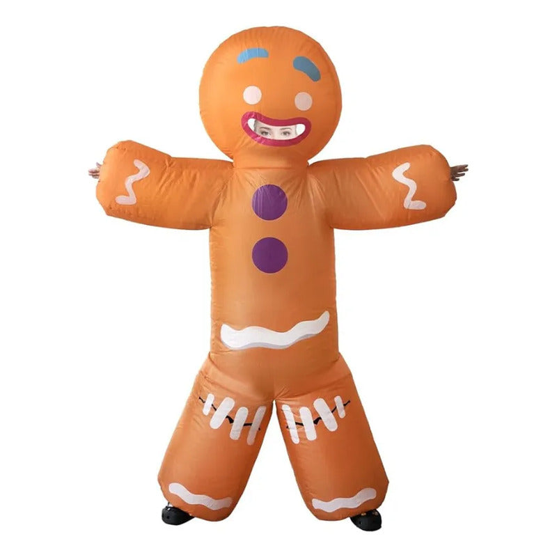 Disfraz Galleta De Jenjibre Inflable Azul Adulto 160-190