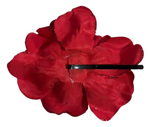 Set X2 Pinches De Flor Rosa Para Cabello Baile Huasa