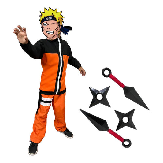 Disfraz Traje Naranjo Naruto Kunai+shuriken Accesorios