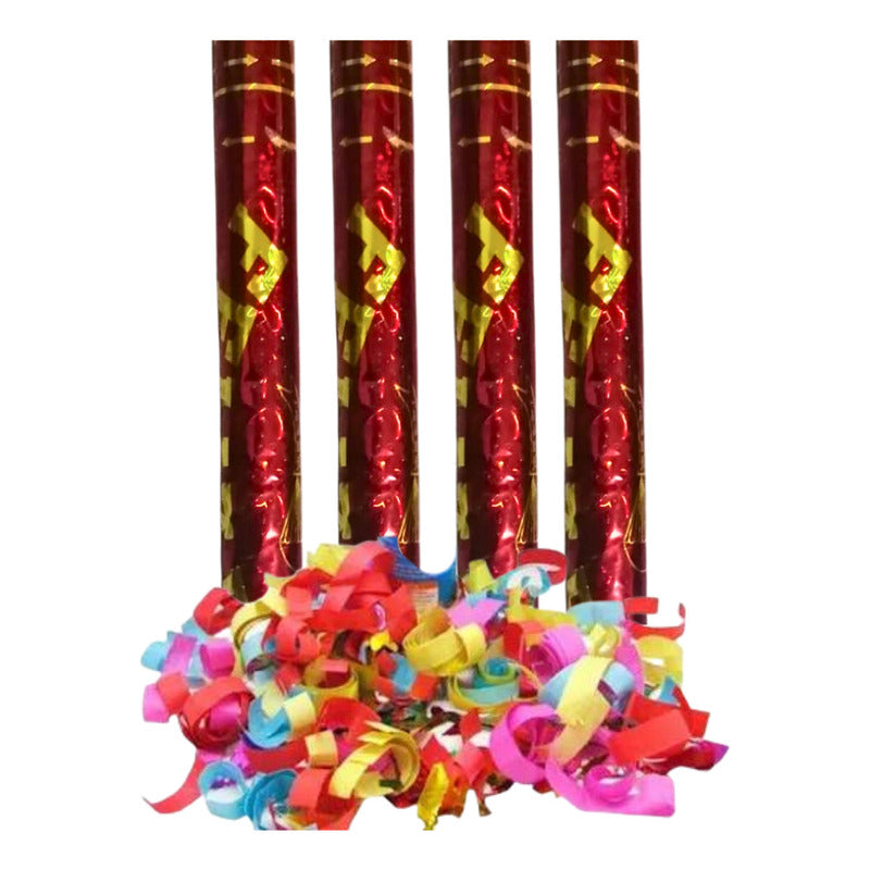 Pack X 4 Lanza Confeti Cotillón Fiesta Fin De Año 60cm