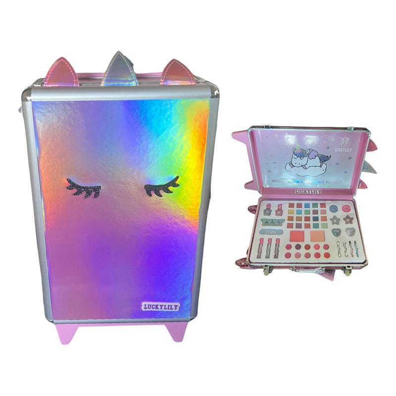 Set Maquillaje Infantil Niñas Maleta Con Ruedas Unicornio