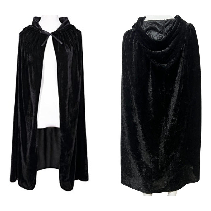 Capa Negra Con Capucha Adulto