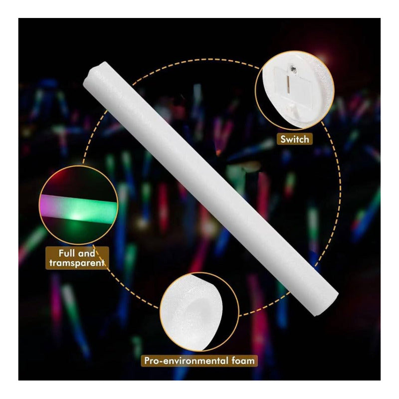 10 Varitas Vara Luminosa De Pluma Vit Con Luz Led Multicolor