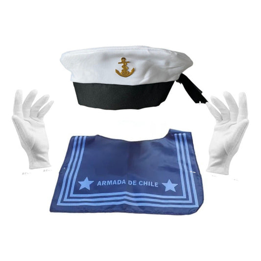 Grumete Gorro+pechera+guantes Marinero Armada Chile Niños
