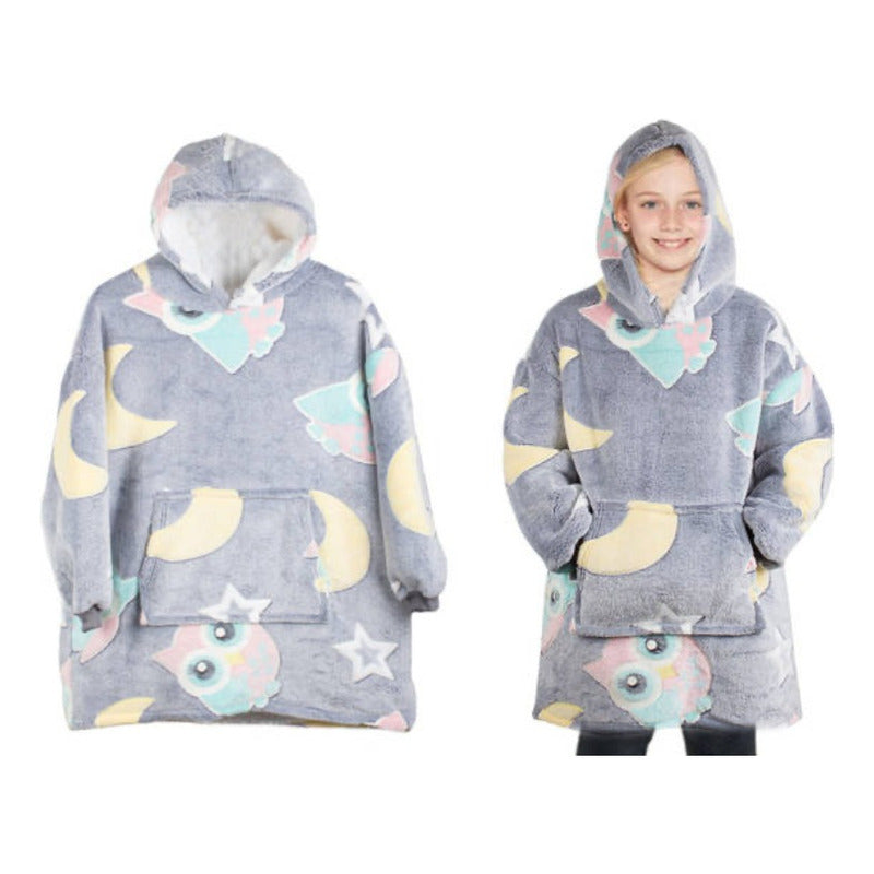 Maxi Poleron Sherpa Con Capucha Para Niños Luminoso