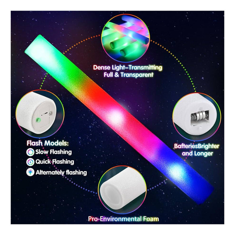 10 Varitas Vara Luminosa De Pluma Vit Con Luz Led Multicolor