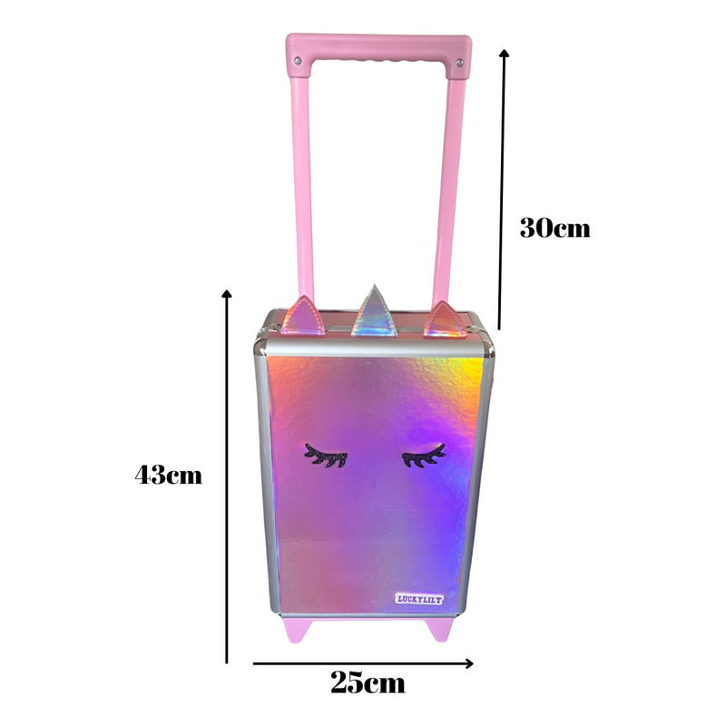 Set Maquillaje Infantil Niñas Maleta Con Ruedas Unicornio