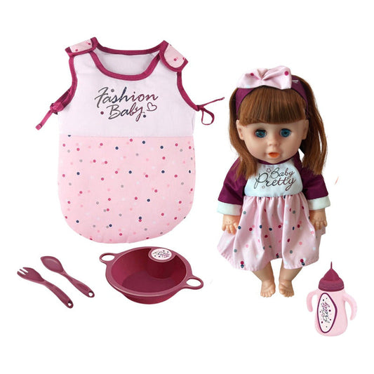 Muñeca Hace Pipi /sonido Con Saquito De Dormir + Accesorios