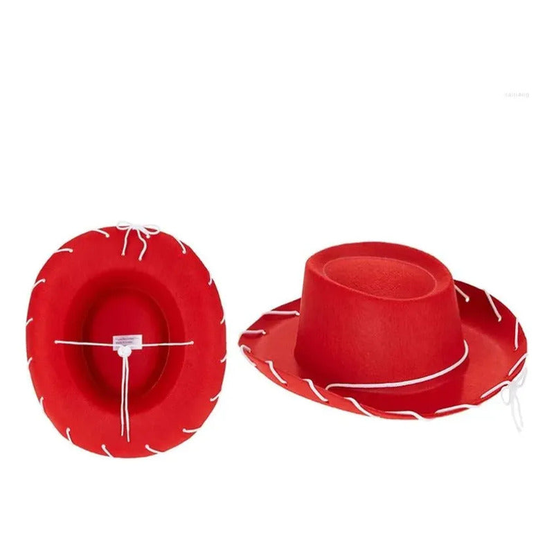 Sombrero Vaquerita Jessie Rojo Fiesta Niña/ Mujer Rojo Chica Lisa