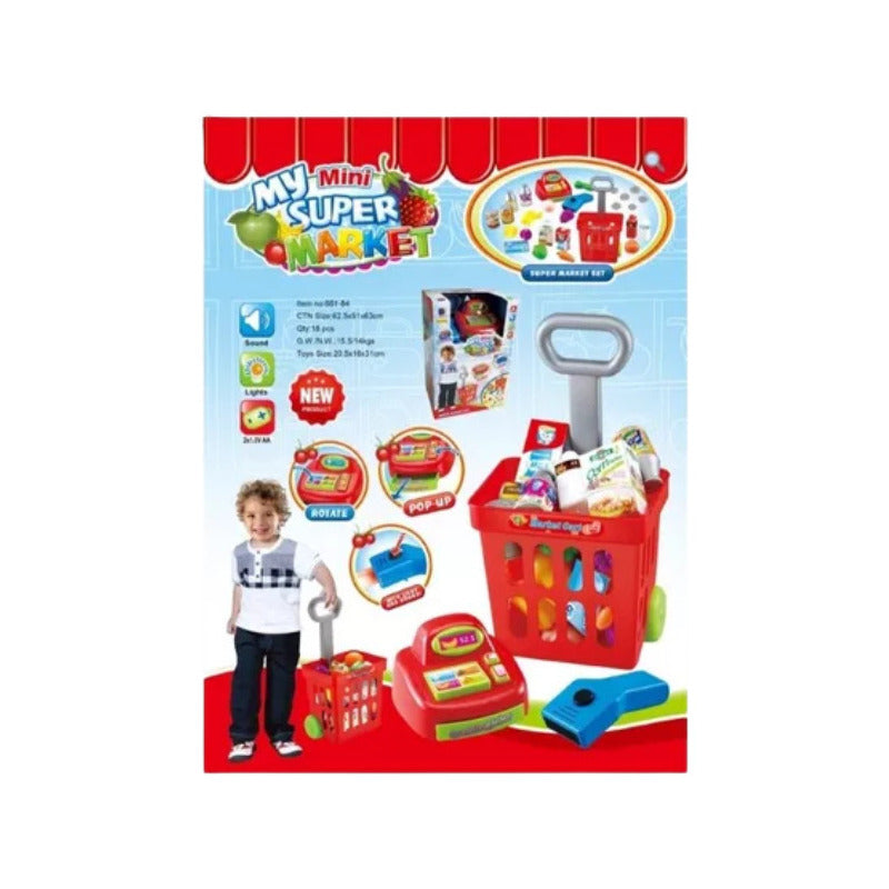 Carrito De Compra Con Caja Registradora Juguete Para Niños