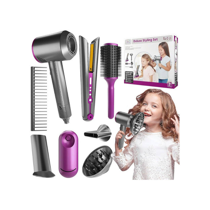 Set De Peluqueria Juego Simulacion Para Niñas Juguete 9pzs
