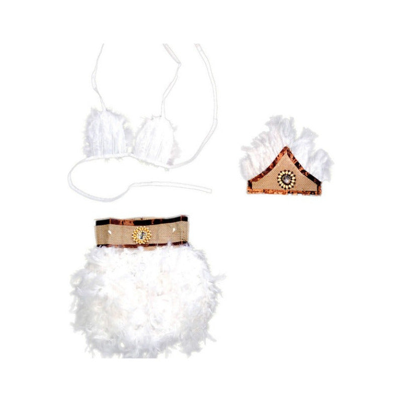 Traje Pascuense Plumas Para Niña Talla L/xl