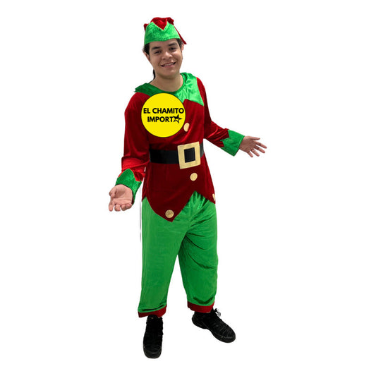 Disfraz Navidad Traje Elfo Hombre Adulto Navideño