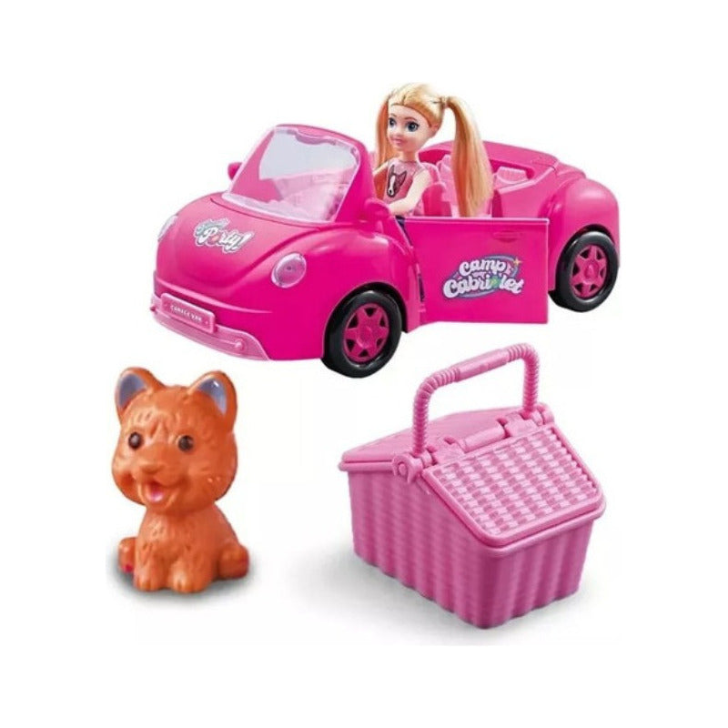 Juego Vehículo Muñeca Niña Viaje Divertido Color Rosa