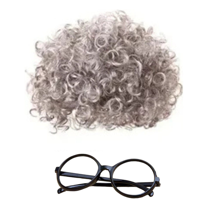 Set De Anciana Accesorio Disfraz Abuelita Peluca + Lentes