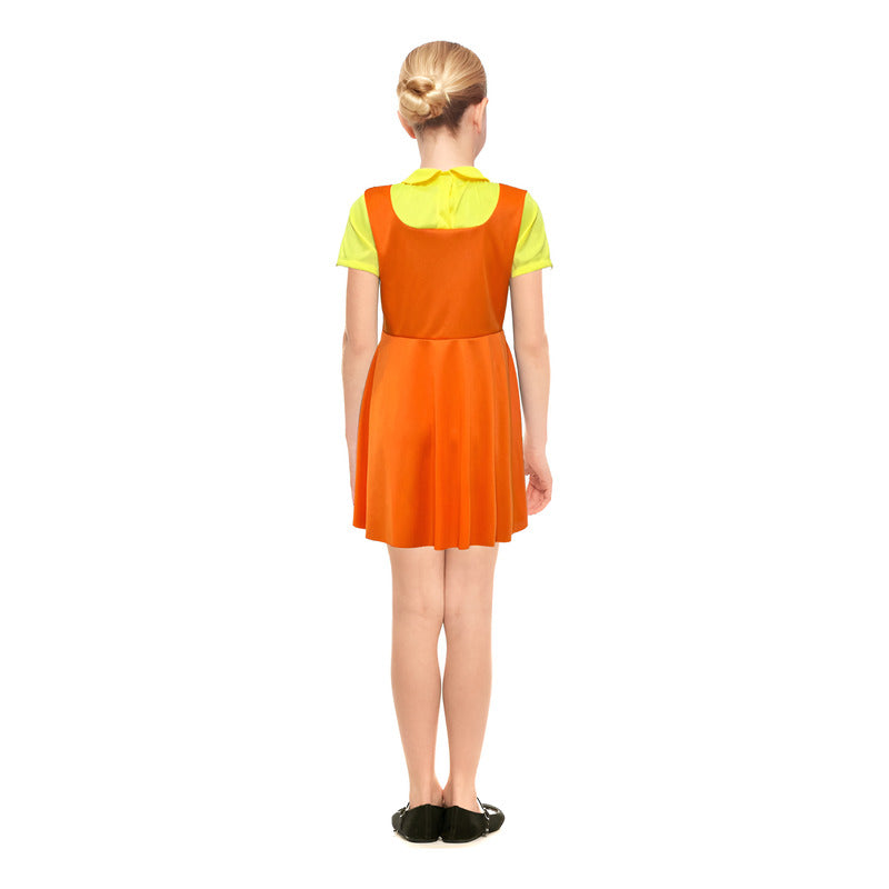 Disfraz Muñeca Juego Calamar Niña Naranja