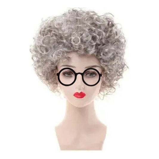 Set De Anciana Accesorio Disfraz Abuelita Peluca + Lentes
