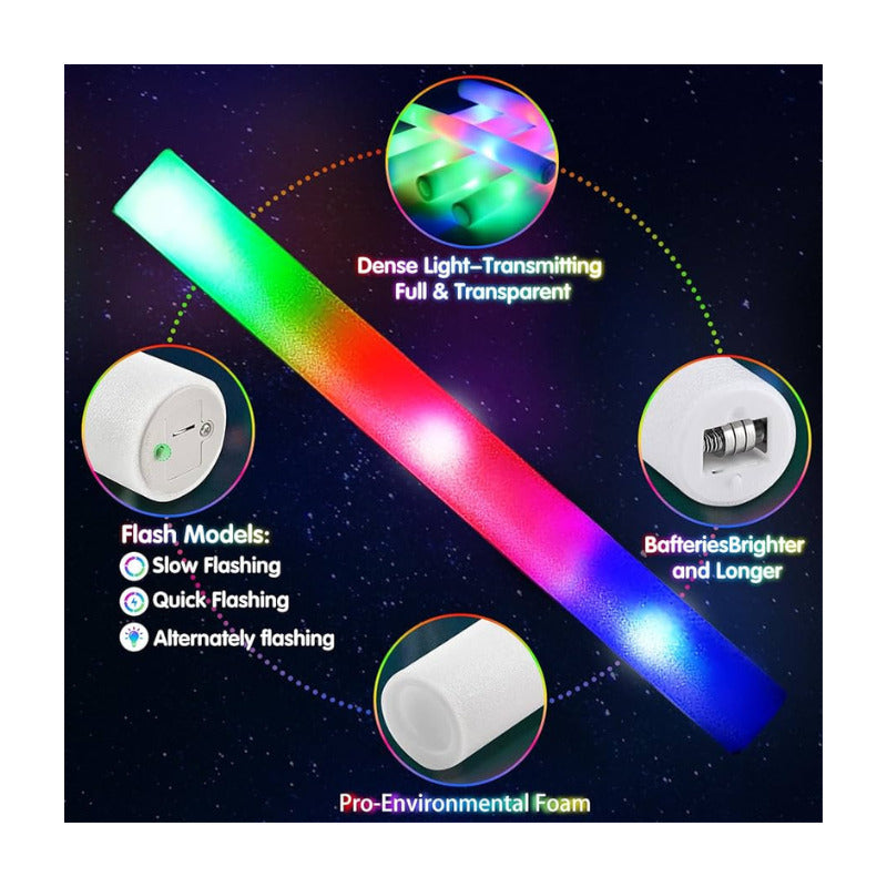 Pack Lenes Luz Led + Varitas Luz Led Pluma Vit Año Nuevo