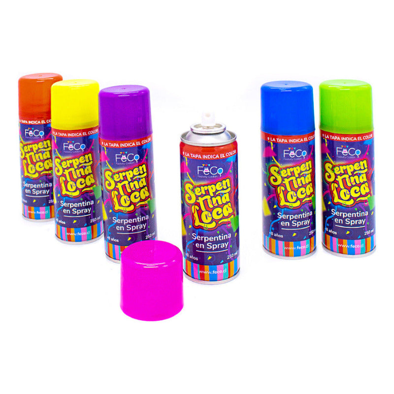 Pack 4 Lanza Confeti 60cm + 6 Serpentina Cotillón Año Nuevo