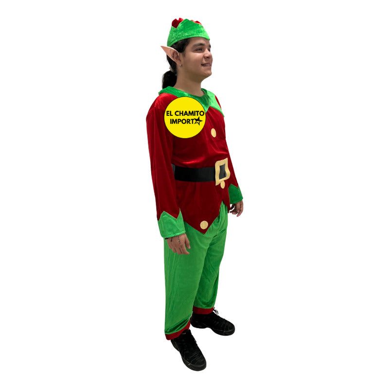 Disfraz Navidad Traje Elfo Hombre Adulto Navideño
