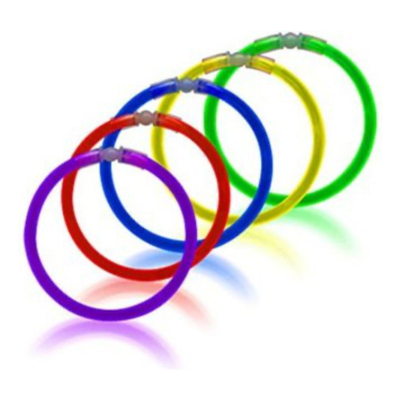 Pack 100 Pulseras Luminosas Flúor Glow Fiestas Flúor. Multicolor