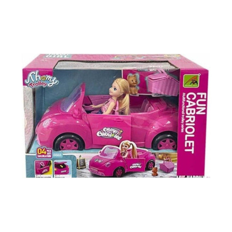 Juego Vehículo Muñeca Niña Viaje Divertido Color Rosa