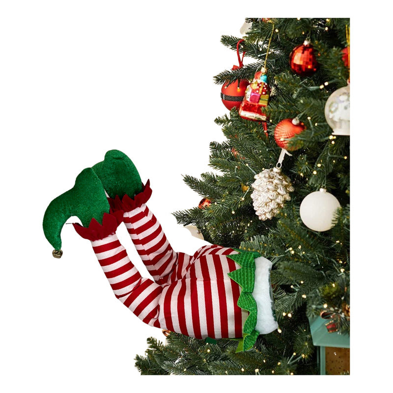 Decoración Patas Piernas Móviles Pascuero Árbol De Navidad Elfo Verde