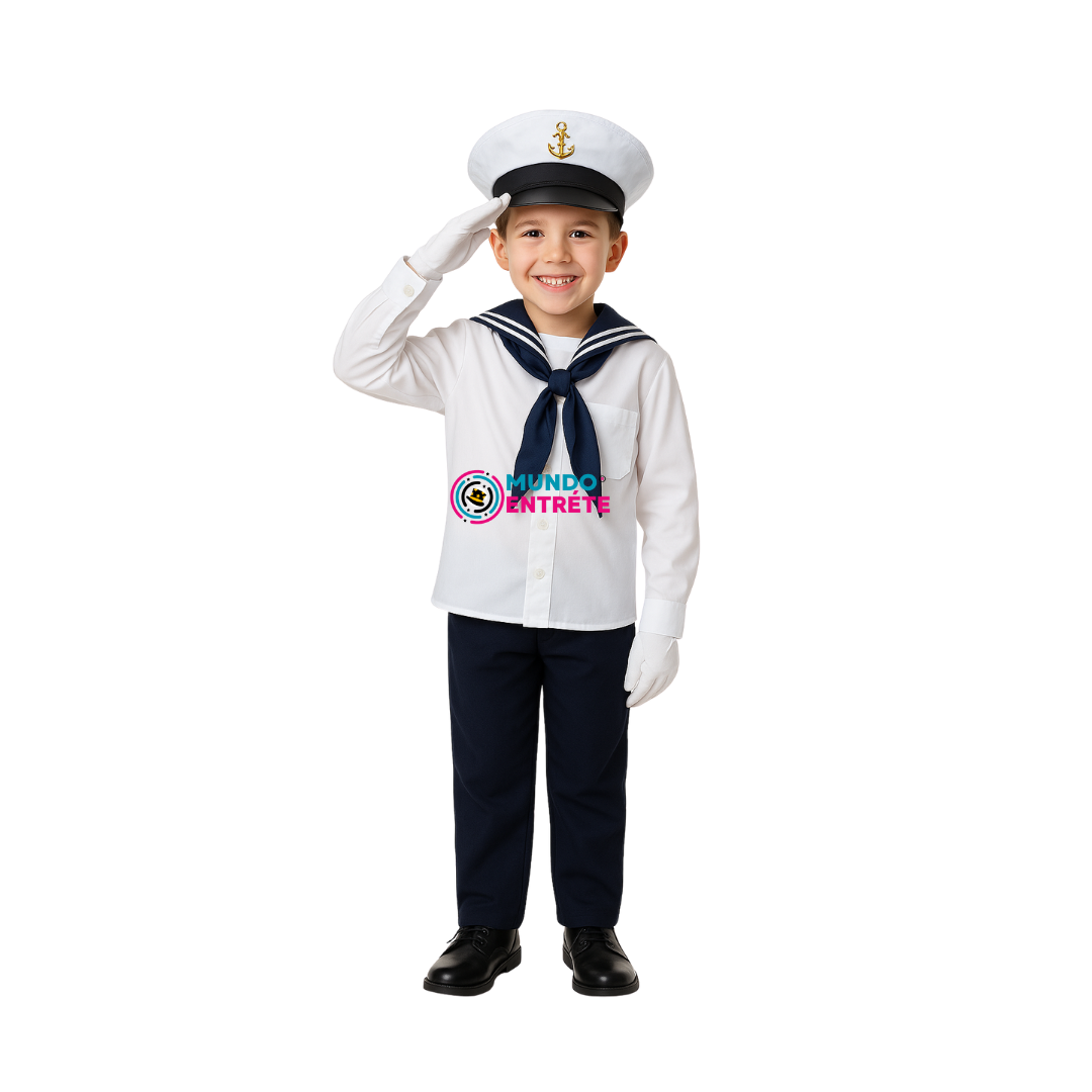 Grumete Gorro+pechera+guantes Marinero Armada Chile Niños