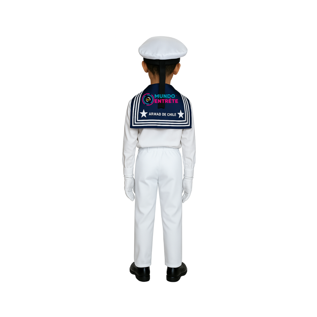 Grumete Gorro+pechera+guantes Marinero Armada Chile Niños