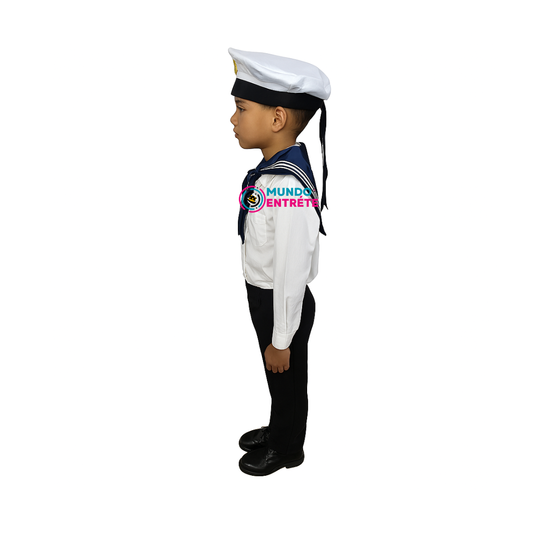 Grumete Gorro+pechera+guantes Marinero Armada Chile Niños