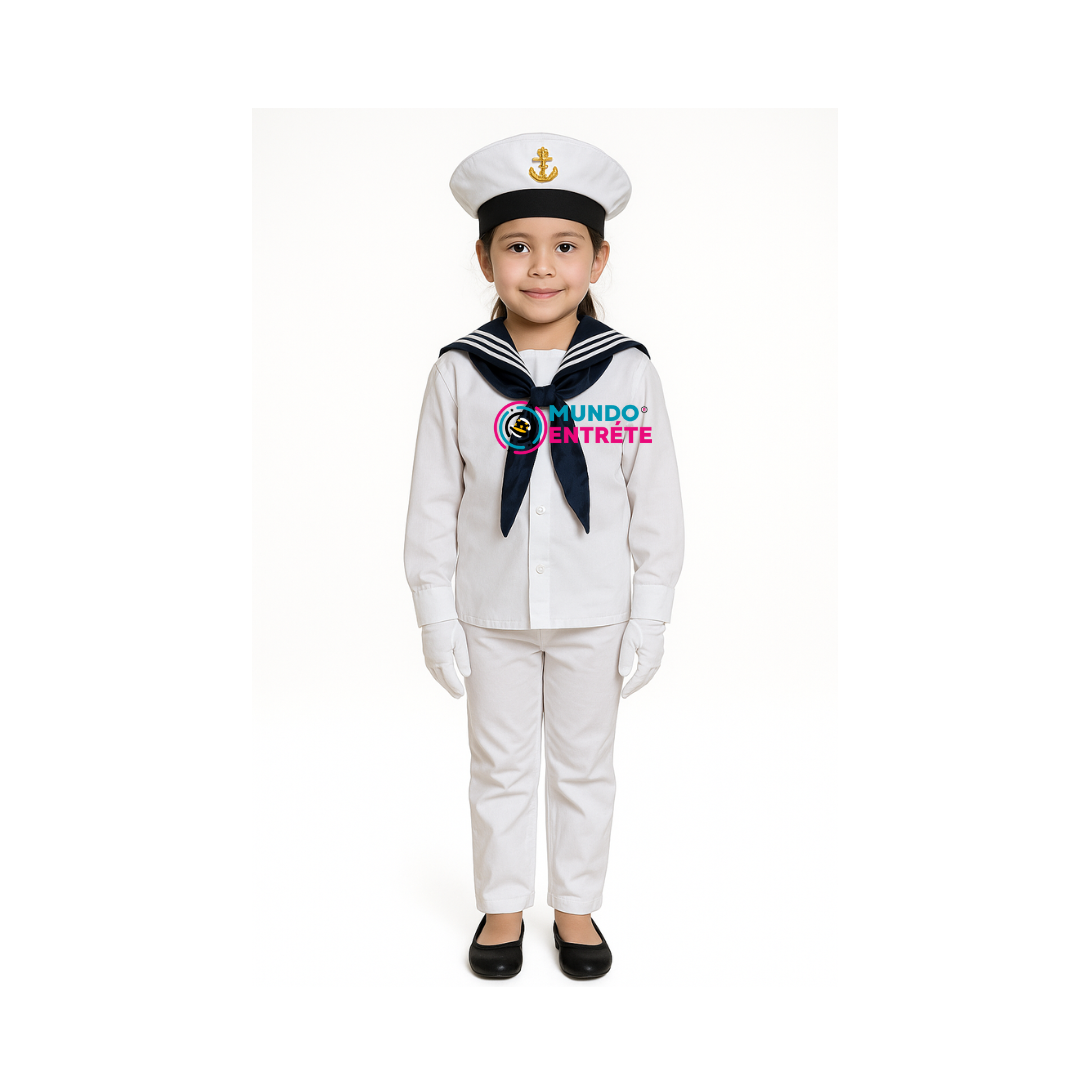 Grumete Gorro+pechera+guantes Marinero Armada Chile Niños