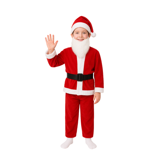 Disfraz Viejito Pascuero O Santa Claus Niño + Guantes