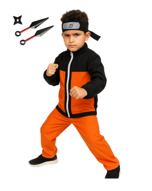 Disfraz Traje Naranjo Naruto Kunai+shuriken Accesorios