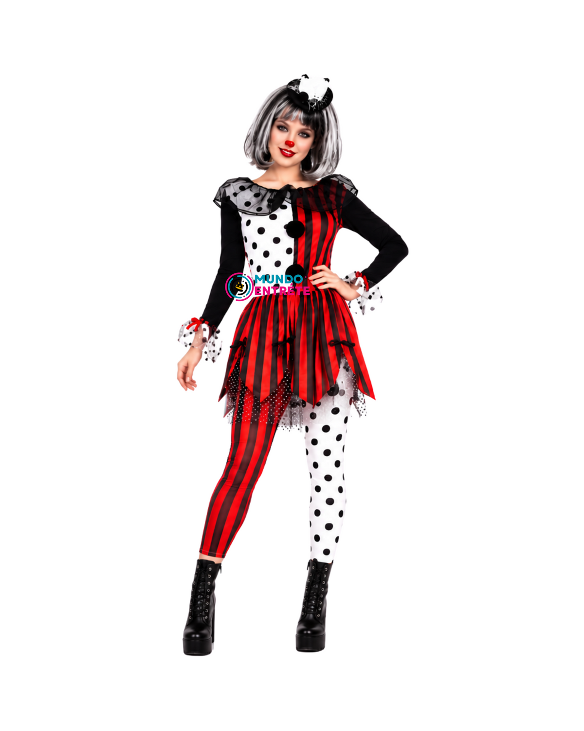 Payasa Asesina Terror Arlequina Halloween Mujer
