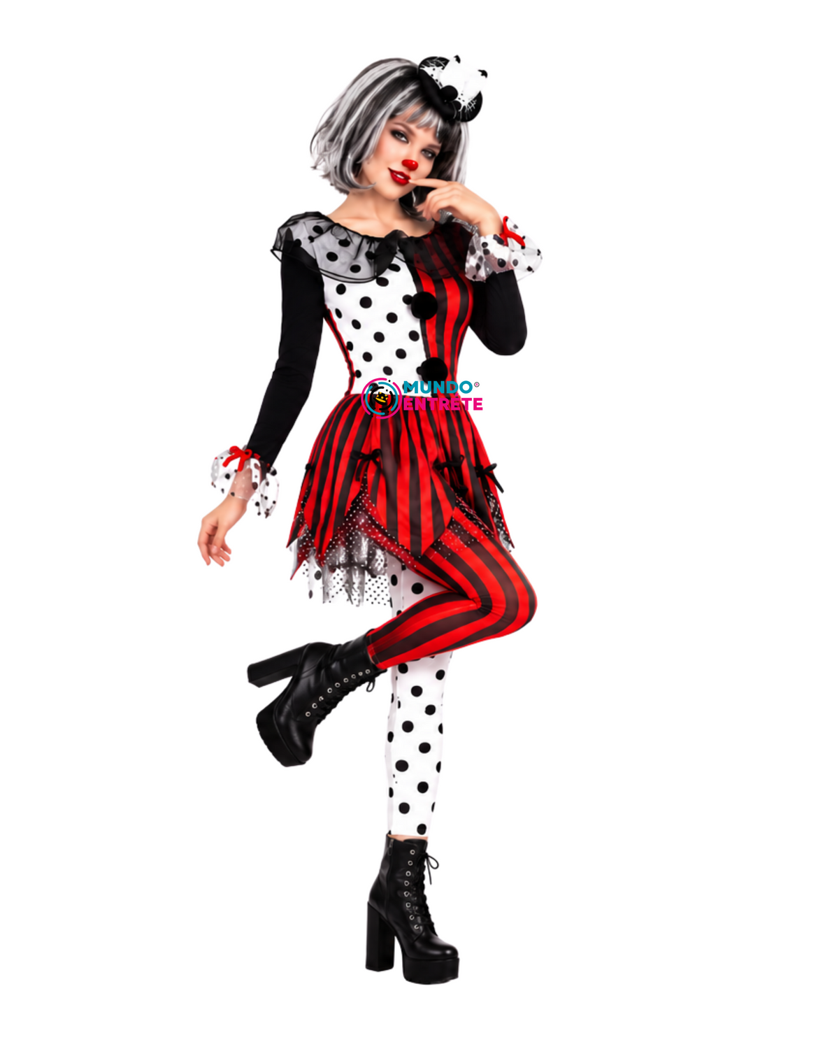 Payasa Asesina Terror Arlequina Halloween Mujer