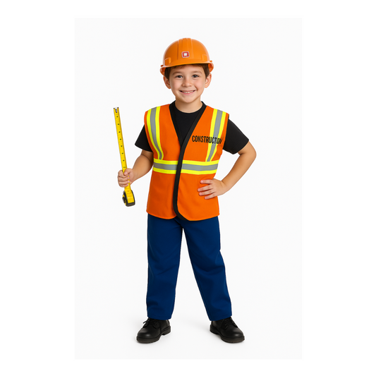 Disfraz De Constructor Para Niños Con Casco Y Juguetes