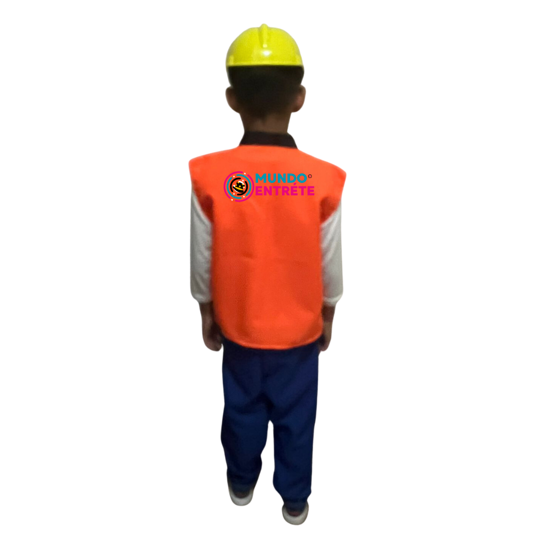 Disfraz De Constructor Para Niños Con Casco Y Juguetes