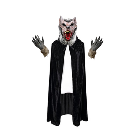 Disfraz De Lobo Capa Mascara Y Guantes Adulto