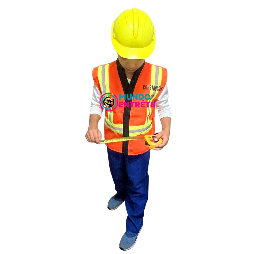 Disfraz De Constructor Para Niños Con Casco Y Juguetes