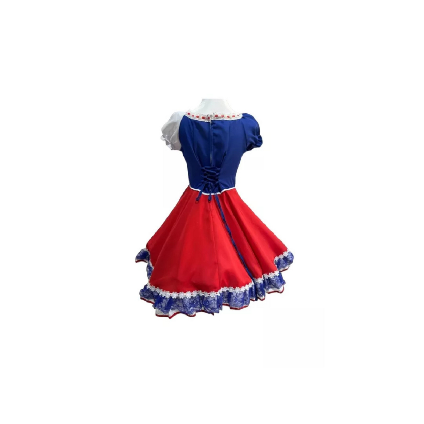 Vestido Huasa China Tricolor Bandera de Chile para Niñas