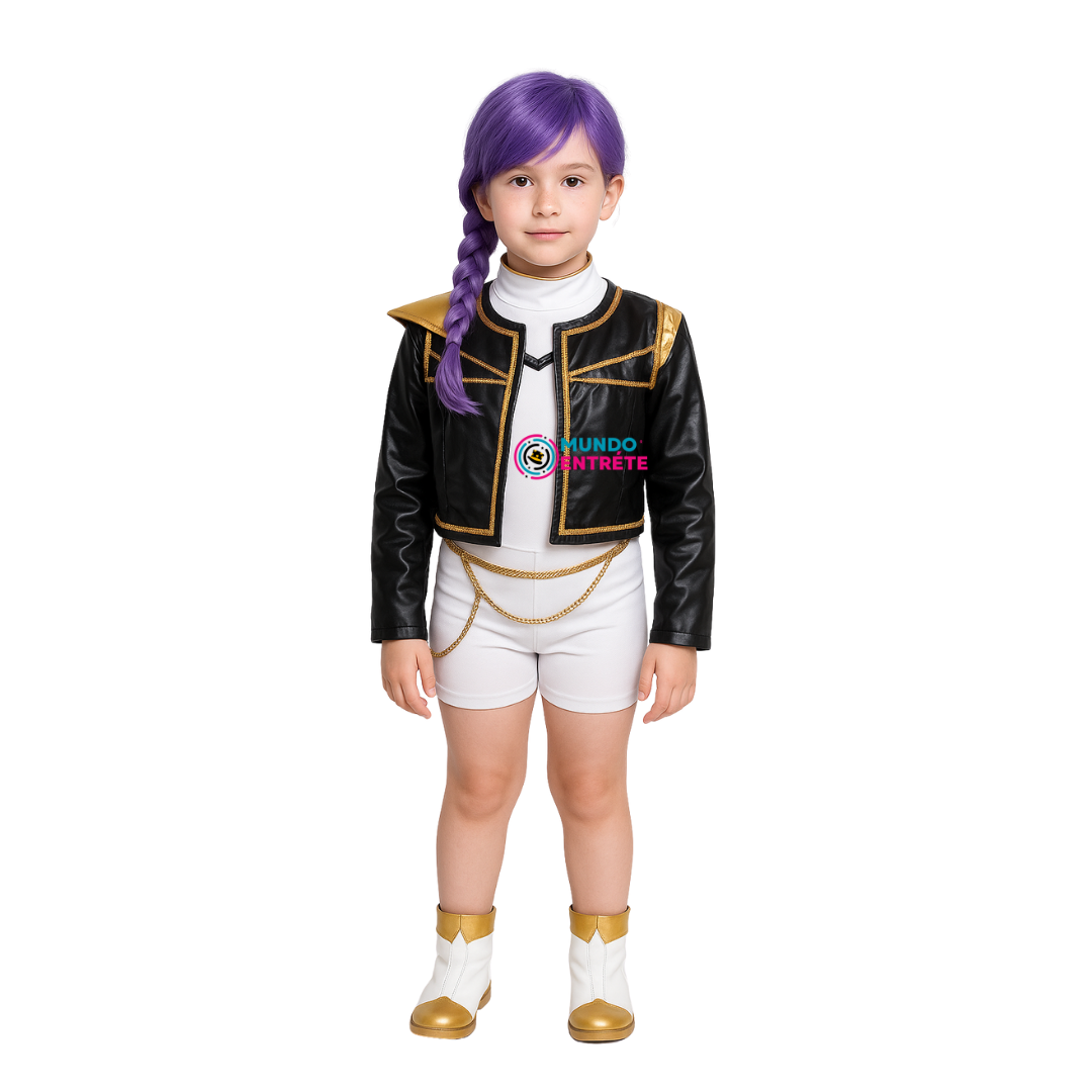 Guerrera K-Pop Rumi Golden + Peluca