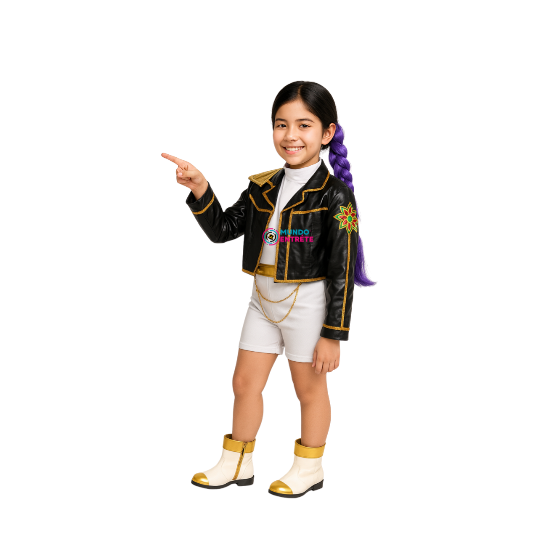 Guerrera K-Pop Rumi Golden + Peluca