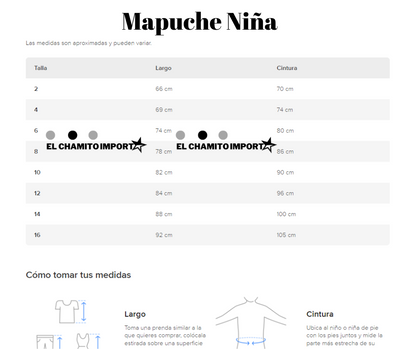Traje Típico Mapuche Niña