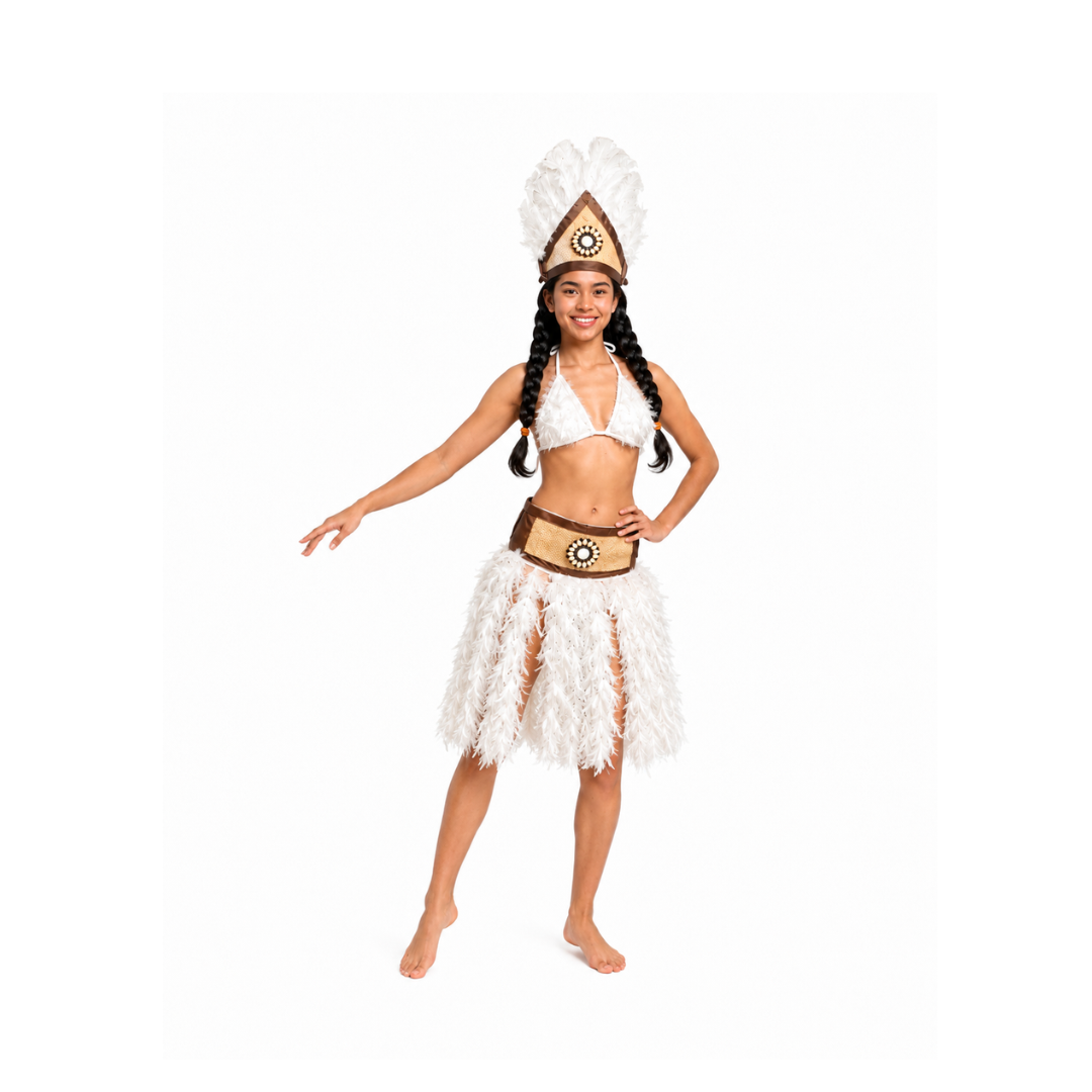 Traje Pascuense Plumas Para Niña Talla L/xl