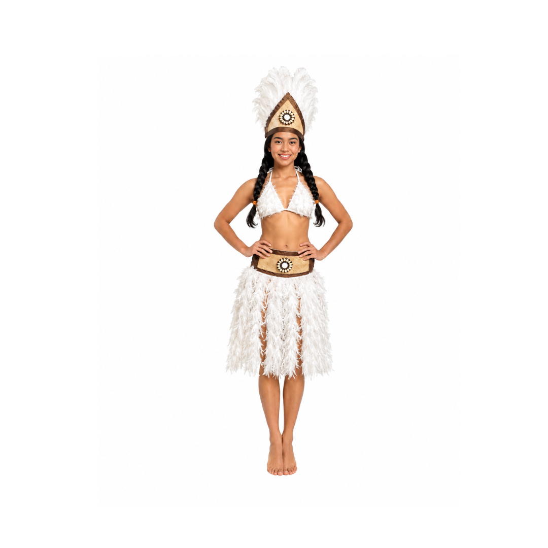 Traje Pascuense Plumas Para Niña Talla L/xl