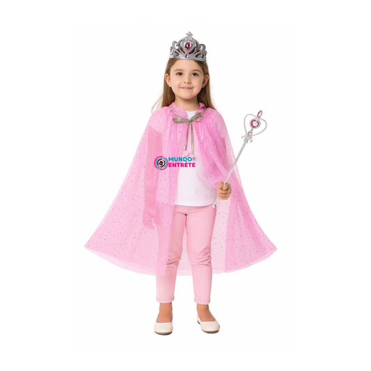Disfraz De Princesa Para Niñas / Capa - Corona - Varita