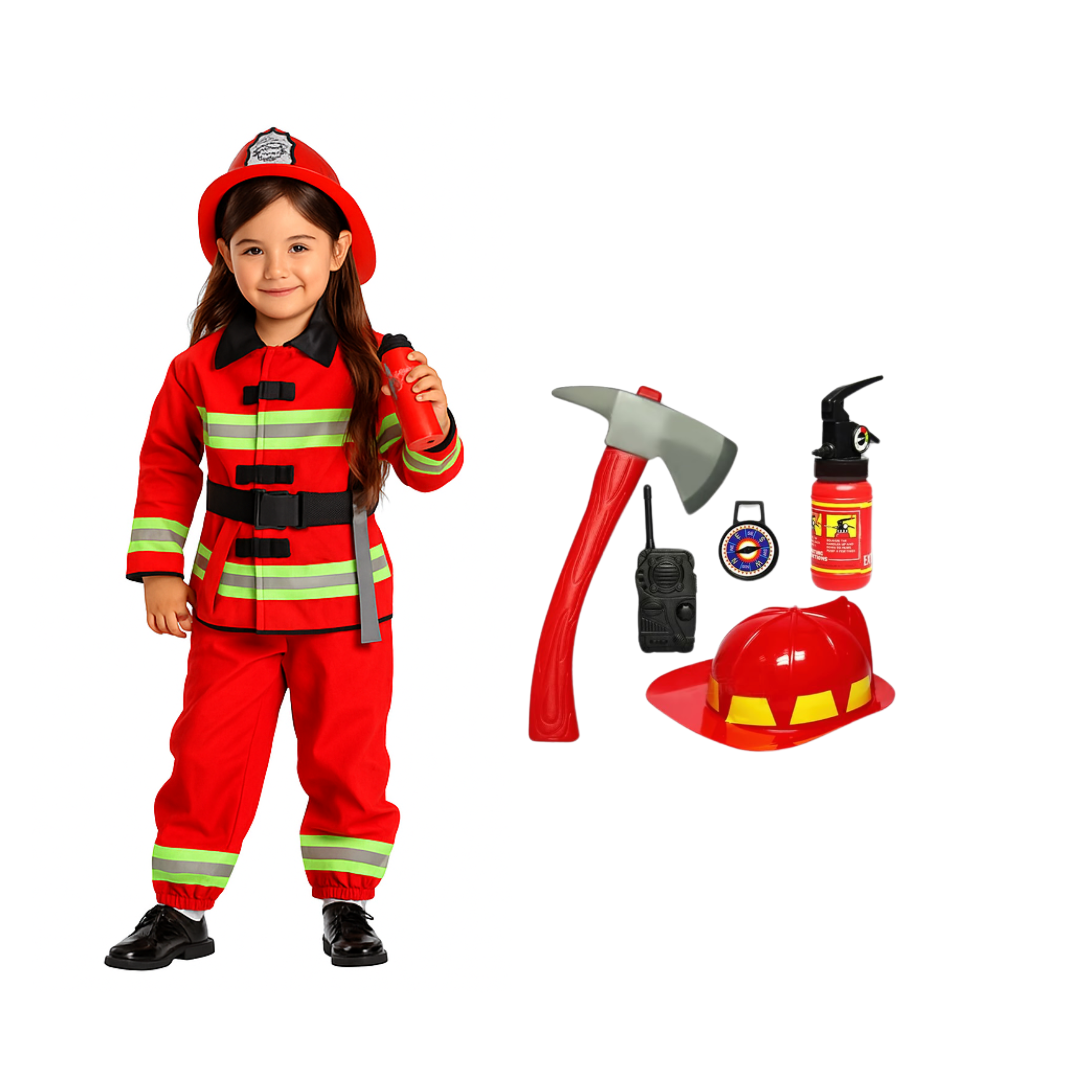 Disfraz De Bombero Para Niña Con Casco