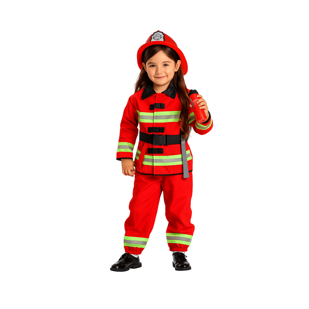 Disfraz De Bombero Para Niña Con Casco