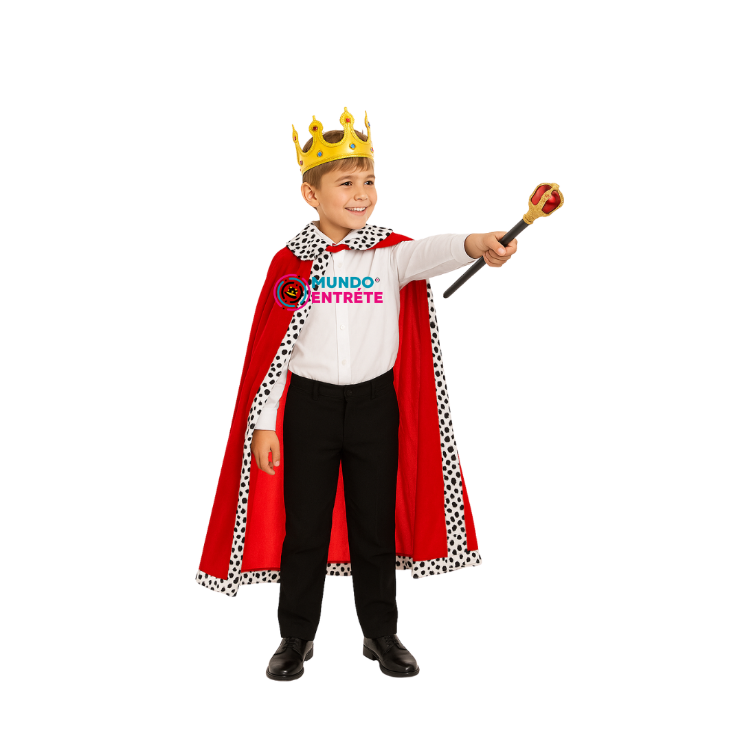Disfraz De Rey Capa Estampada Niño-juvenil