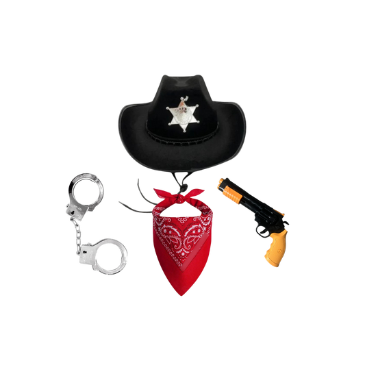 Set Disfraz Sheriff Cosplay Sombrero Pistola Esposas Bandana